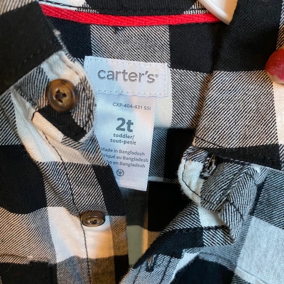 Black and white button up plaid flannel - Picture 2 of 2